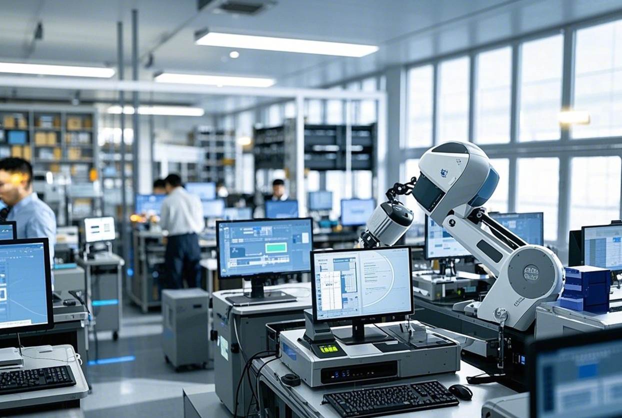 高端校内实训室全景（如ERP综合实训室、智慧物流机器人操作场景）